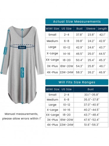Nightgowns & Sleepshirts Womens Soft Bamboo Pajamas Long Sleeve Nightgowns Stretchy Loungewear Sleepshirt Plus Size Sleepwear...