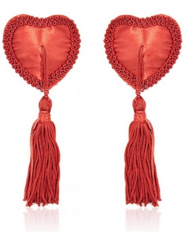 Accessories Reusable Flower Silicone Pasties Bra Sexy Breast Petals with Tassel - Smooth-red-tassel - CA18Y5HHRAQ $23.83