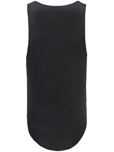 Undershirts Men Undershirts Tank Tops Hip Hop Length Long Curved Hem Solid Gym Jersey - Black - C312GBS0NQR $14.33