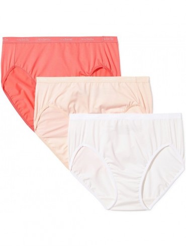 Panties Women's Microfiber Hi Cut Brief Panty- 3 Pack - White/Creole Pink/Calypso Coral - CG180L59876 $28.75