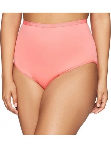 Panties Women's Microfiber Hi Cut Brief Panty- 3 Pack - White/Creole Pink/Calypso Coral - CG180L59876 $12.14