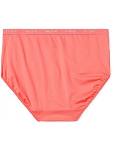 Panties Women's Microfiber Hi Cut Brief Panty- 3 Pack - White/Creole Pink/Calypso Coral - CG180L59876 $12.14