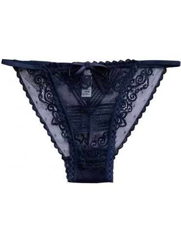 Slips Women's Bikini Sexy Lace Invisible Panties Lingerie Hipster Briefs Underwear - Navy - CH196RKGA4I $18.80