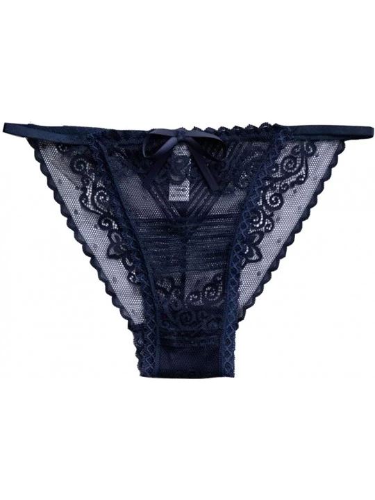 Slips Women's Bikini Sexy Lace Invisible Panties Lingerie Hipster Briefs Underwear - Navy - CH196RKGA4I $11.72