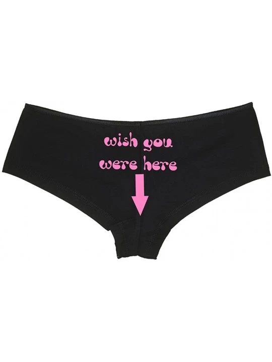 Panties Women's Wish You were Here Hot Booty Sexy Boyshort - Black/Pink - C411UPIDXV7 $15.98