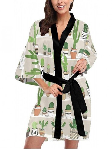 Robes Custom Colorful Cactus Pattern Women Kimono Robes Beach Cover Up for Parties Wedding (XS-2XL) - Multi 5 - C0194WX0E2S $...