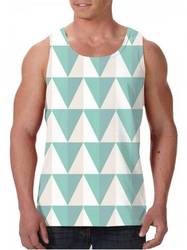 Undershirts Men's Sleeveless Undershirt Summer Sweat Shirt Beachwear - Cream Triangles - Black - C619CK4NSH7 $41.85