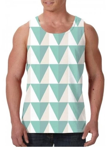 Undershirts Men's Sleeveless Undershirt Summer Sweat Shirt Beachwear - Cream Triangles - Black - C619CK4NSH7 $35.81