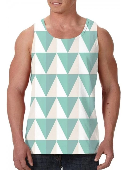 Undershirts Men's Sleeveless Undershirt Summer Sweat Shirt Beachwear - Cream Triangles - Black - C619CK4NSH7 $18.60