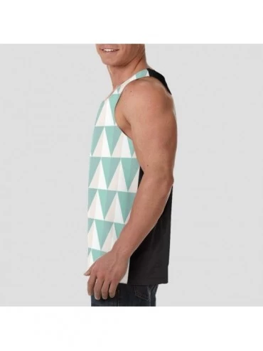 Undershirts Men's Sleeveless Undershirt Summer Sweat Shirt Beachwear - Cream Triangles - Black - C619CK4NSH7 $18.60