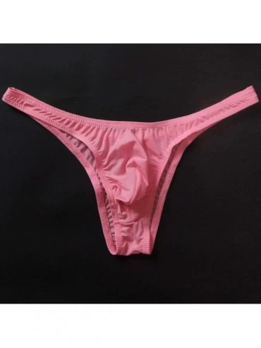 G-Strings & Thongs 2019 Men Thongs Spandex Nylon and G Strings Sexy Pouch Convex Bikini Underwear Cueca Jockss - Rose - CZ198...