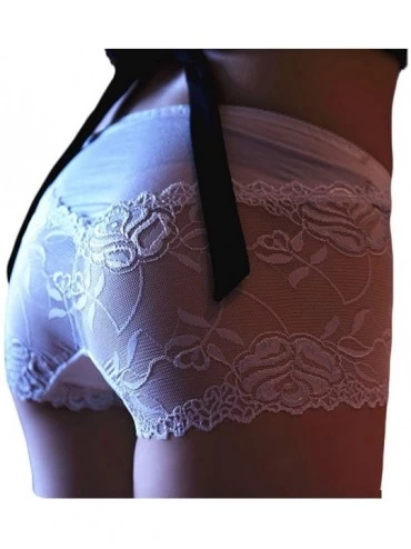 Briefs Men's Lace Panties Briefs Boyshort Shorts Lingerie Underwear with Pouch or Sheath - White(with Open Sheath) - CC19DE24...
