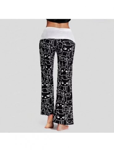 Bottoms Women's Pants- High Waisted Cat Printing Comfy Stretch Loose Fit Wide Leg Travel Pants Yoga Pajama Pants Lounge Pant ...