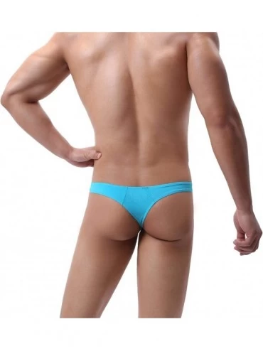 G-Strings & Thongs Men's Sexy Low Waist Thong Underwear Classic Comfortable G-String - Sky Blue - CI193AQX9DM $10.51