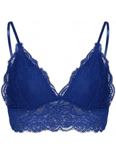 Bras Women Plus Size Vest Wireless Bra Lingerie V-Neck Underwear Sleepwear - Blue - CS1922WDMTK $25.33