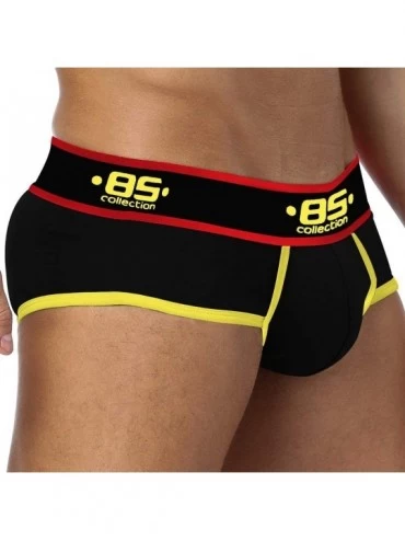 Briefs Men's 3 Pack Cotton Underwear Breathable Low Rise Big Pouch Briefs - Black-navy-red - CC18Z8AW6SD $19.26