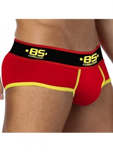 Briefs Men's 3 Pack Cotton Underwear Breathable Low Rise Big Pouch Briefs - Black-navy-red - CC18Z8AW6SD $19.26