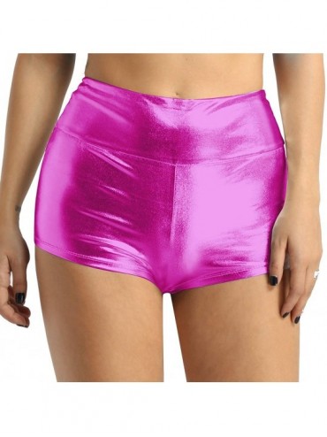 Panties Women's Shiny Boyshorts Panties High Waisted Booty Shorts Mini Pants Clubwear - Rose - C318O4AG9Q5 $30.67