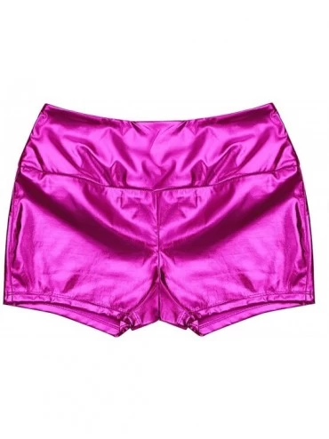 Panties Women's Shiny Boyshorts Panties High Waisted Booty Shorts Mini Pants Clubwear - Rose - C318O4AG9Q5 $12.87