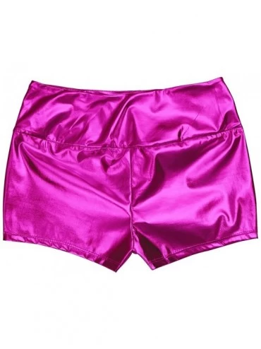 Panties Women's Shiny Boyshorts Panties High Waisted Booty Shorts Mini Pants Clubwear - Rose - C318O4AG9Q5 $12.87
