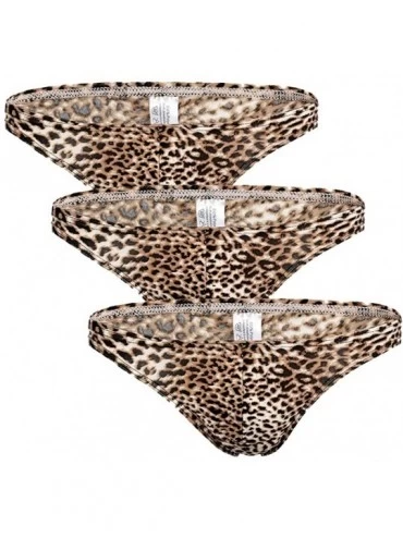 Briefs Leopard-Print Men's Sexy Buttocks Briefs Low-Rise Breathable Briefs - Brown 3 - CC18Y8ZW8C9 $18.94