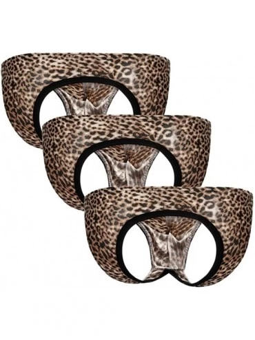 Briefs Leopard-Print Men's Sexy Buttocks Briefs Low-Rise Breathable Briefs - Brown 3 - CC18Y8ZW8C9 $18.94