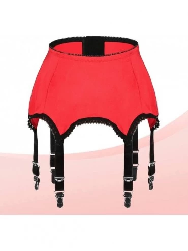 Garters & Garter Belts 6 Adjustable Straps Mesh Garter Belts and Stocking Sets for Women - H02-red - CE18NUERCZ2 $25.42