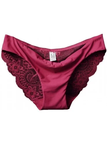 Panties Women Seamless Cotton Lace Underwear- Witspace Ladies Briefs Panties-Extended Size Breathable Comfortable (Wine Red- ...