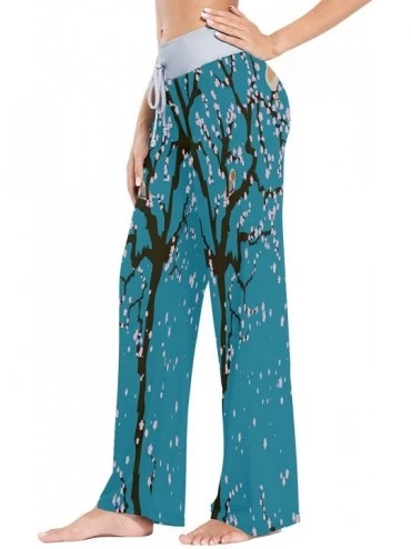 Bottoms Women's Comfy Casual Pajama Pants Cherry Blossom Drawstring Palazzo Lounge Pants Wide Leg - Multicolor - CF19DERATGK ...