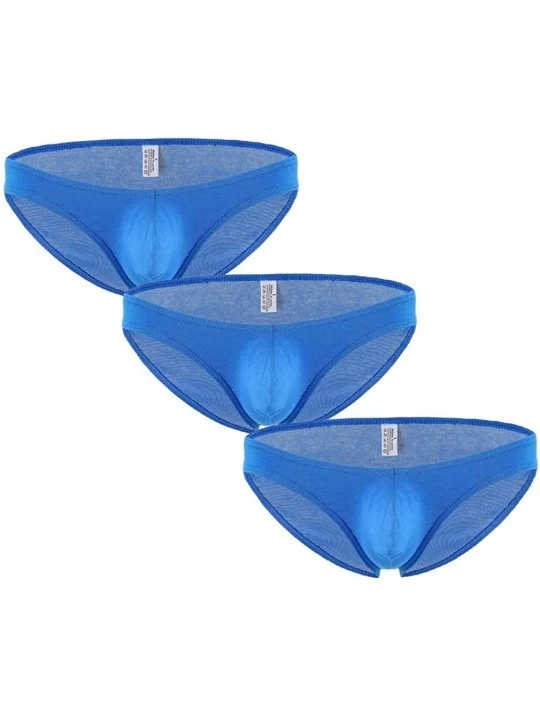Briefs Men's Underwear Sexy Briefs Low Rise Cool Boxers Pack Set - Blue 3 - CQ18Y0XEE8E $21.81