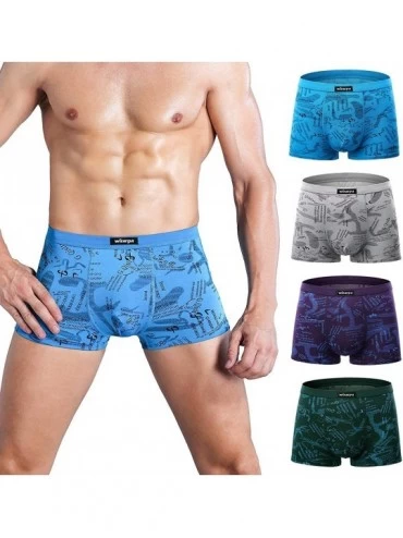 Briefs Men's Breathable Modal Microfiber Trunks Underwear Covered Band Multipack - 1401-4p-print Design - CC17YQTIAT2 $21.35