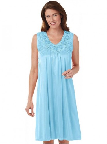 Nightgowns & Sleepshirts Tricot Gown - Blue - CZ190O0RNLU $46.59