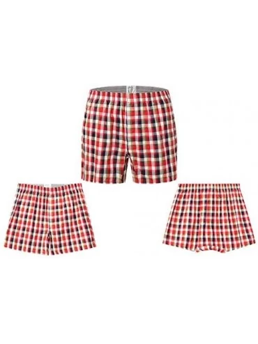 Boxer Briefs Large Size Men's Cotton Loose Boxer Briefs Underwear Home Casual Grid Beach Sleep Underpants - Ds05 - CY18SSUXCA...