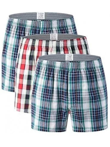 Boxer Briefs Large Size Men's Cotton Loose Boxer Briefs Underwear Home Casual Grid Beach Sleep Underpants - Ds05 - CY18SSUXCA...