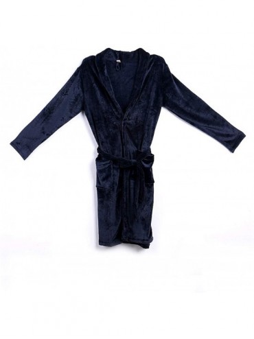 Robes Women Men 's Long Sleepwear Robes Shawl Collar Coral Fleece Bathrobe Spa Pajamas - Blue - CQ194RMO5L8 $54.29