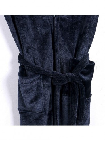 Robes Women Men 's Long Sleepwear Robes Shawl Collar Coral Fleece Bathrobe Spa Pajamas - Blue - CQ194RMO5L8 $54.29