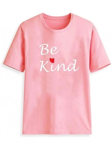 Thermal Underwear Love T-Shirt for Women Summer Print Short SleeveTunic Blouse Top - B Pink - CX18U8IHOQ4 $19.40