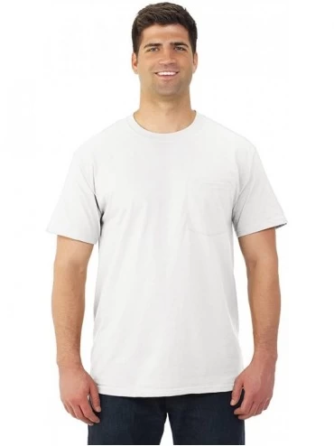 Undershirts Men's Cotton Pocket Crewneck Undershirts Tanks T-Shirts - White - CD111WT0ZZF $8.80
