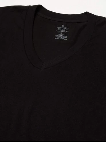 Undershirts 3-Pack Men's Heavy Weight 100% Cotton V-Neck T-Shirt Black - CN18NGH5IAE $38.84