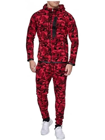 Thermal Underwear Jogging Tracksuit for Men Camouflage Outfits Half Dome Drawstring Hooded Full Zip Jacket Jogger Pants Yoga ...