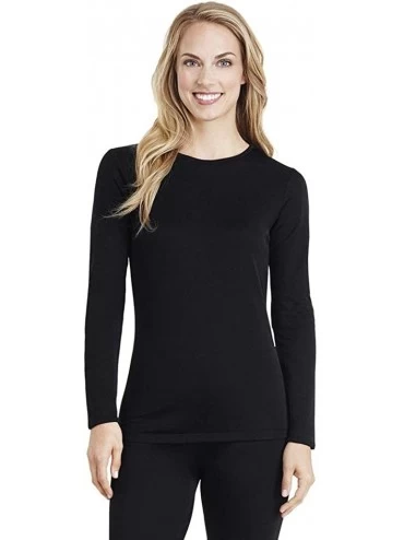 Tops Women's Softwear with Stretch Long Sleeve Crew Neck Top - Black - CO19354DIR3 $58.44
