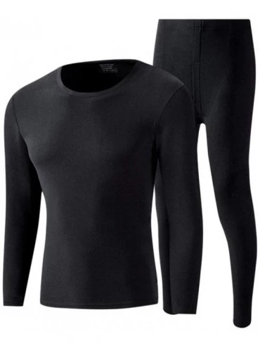 Thermal Underwear Men Thermal Underwear Set- No Trace Soft Velvet Fabric- Warm Long Sleeve Shirt and Long Johns-blackgrayV-Ne...