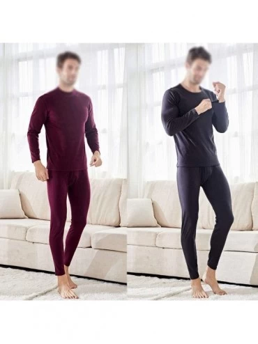 Thermal Underwear Men Thermal Underwear Set- No Trace Soft Velvet Fabric- Warm Long Sleeve Shirt and Long Johns-blackgrayV-Ne...