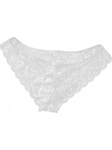 Briefs Sissy Pouch Panties Men Lace Bikini Briefs G-String Thongs Crossdress Underwear - White - C51803QQ6SH $27.75