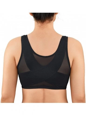 Bras Women's Full Coverage Front Closure Wire Free Back Support Posture Bra - Black - CX190OSDQ9N $44.96
