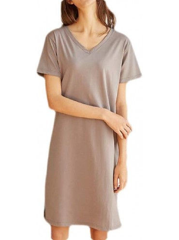Nightgowns & Sleepshirts Short Sleeve Knitted T-Shirt Sleepwear Nightgown Sleep Dress - 4 - C919DSXS2L5 $56.72