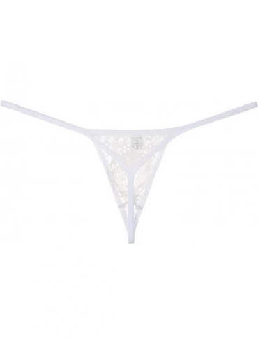 G-Strings & Thongs Men's Hollow Thong Lace Mini Bikini Bound Pouch T-Back Jacquard Male Underwear G-String - White - CS12LFYP...