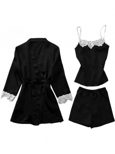 Shapewear Women Sexy Lace Lingerie Nightwear Underwear Babydoll Sleepwear Dress 3PC Suits - Black - C518SDXEL87 $40.66