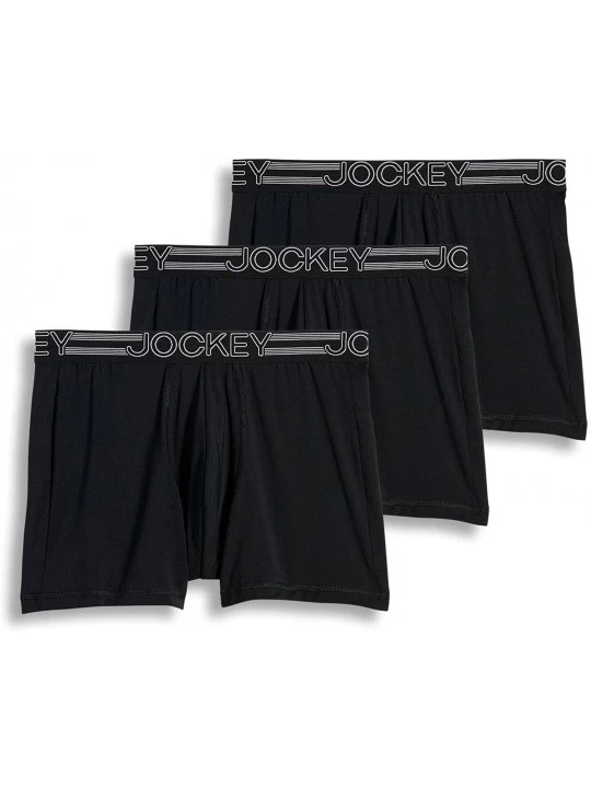 Boxer Briefs Men's Underwear Active Microfiber Boxer Brief - 3 Pack - Black - CQ12ISDM2NP $23.92