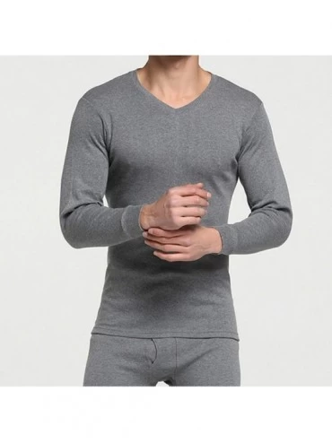 Thermal Underwear Mens Invisible Thermal Underwear Winter Warm V-Neck Base Layer Long John Set Top and Bottom - 0black - CE19...